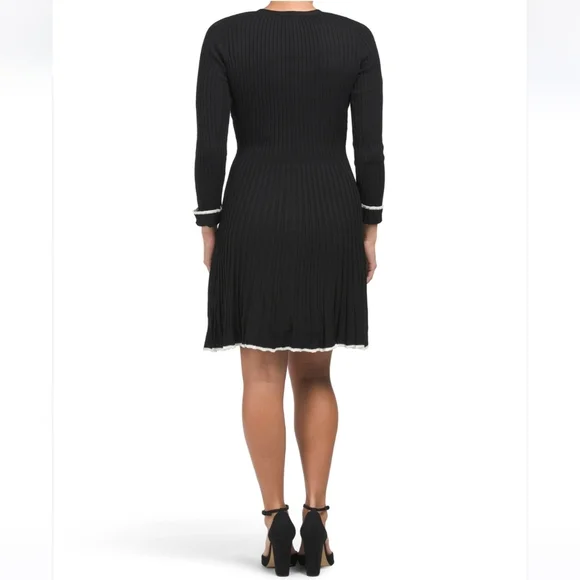 Taylor Fit And Flare Colorblock Mini Sweater Dress - Picture 4 of 17